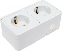 Розетка двойная с заземлением со шторкой «Aqua» - Фото 1