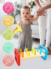 Игрушка развивающая «Забивалка. Радужные столбики» с молотком - Фото 6