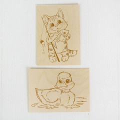 Доски для выжигания «Утенок и кот-рыболов» - Фото 1