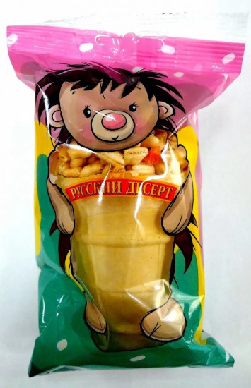 Воздушные зерна пшеницы в карамельном сиропе в вафельном стаканчике