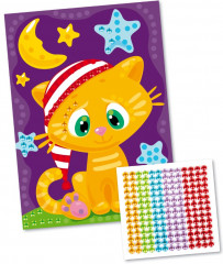 Рисунок из страз «Сонный котик» - Фото 1