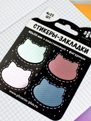 Стикеры-закладки «Кошачьи головы на чёрном» - Фото 4