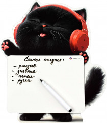 Доска магнитная c полем для рисования и письма «Котенок в наушниках» - Фото 1