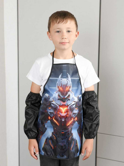 Фартук с нарукавниками для уроков труда и рисования «Огненный робот»