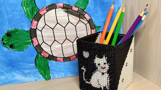 Карандашница «Котенок с детского рисунка»