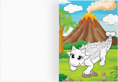 Динозавры и драконы. Раскраска с цветным фоном - Фото 1