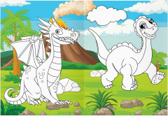 Динозавры и драконы. Раскраска с цветным фоном - Фото 2