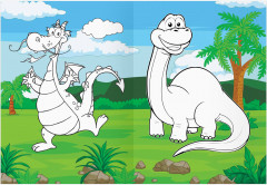 Динозавры и драконы. Раскраска с цветным фоном - Фото 4