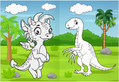 Динозавры и драконы. Раскраска с цветным фоном - Фото 7