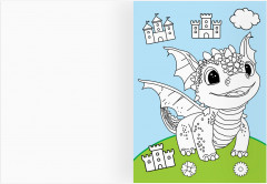 Дракончики. Раскраска с цветным фоном - Фото 1