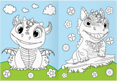 Дракончики. Раскраска с цветным фоном - Фото 3