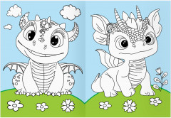 Дракончики. Раскраска с цветным фоном - Фото 7