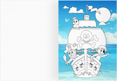 Остров сокровищ. Раскраска с цветным фоном - Фото 1