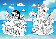 Остров сокровищ. Раскраска с цветным фоном - Фото 3