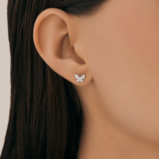 Серьга из серебра с фианитами