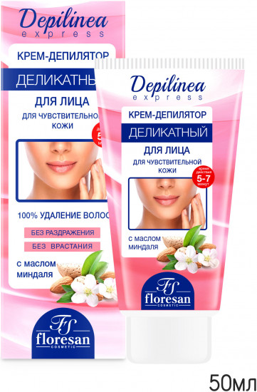 Крем-депилятор деликатный для лица с маслом миндаля