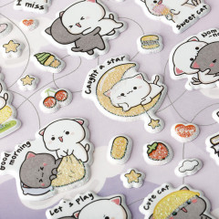 Наклейки объемные многоразовые с блёстками «Cute kittens» - Фото 1