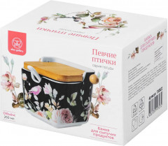 Банка для сыпучих продуктов с крышкой и ложкой «Певчие птички на черном» - Фото 8