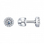 Серьги-пусеты из серебра с фианитами