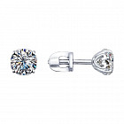 Серьги-пусеты из серебра с фианитами Swarovski