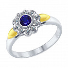 Кольцо из серебра с корундом и фианитами