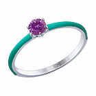 Кольцо из серебра с эмалью и фианитом