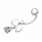 Пирсинг в пупок из серебра с фианитом