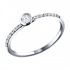 Кольцо помолвочное из серебра с фианитом