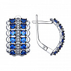 Серьги из серебра с бесцветными и синими фианитами