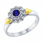 Кольцо из серебра с корундом и фианитами