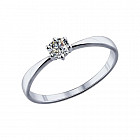 Помолвочное кольцо из серебра с фианитом Swarovski