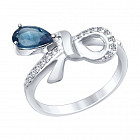 Кольцо из серебра с топазом и фианитами