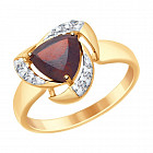 Кольцо из золочёного серебра с фианитами