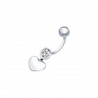 Пирсинг в пупок из серебра с фианитом