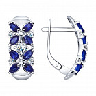 Серьги из серебра с сапфирами и фианитами