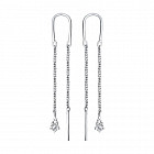 Серьги-цепочки из серебра с фианитами