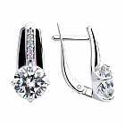 Серьги из серебра с эмалью и фианитами