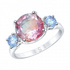 Кольцо из серебра с ситаллом и фианитами