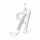 Подвеска «Буква А» из серебра с фианитами