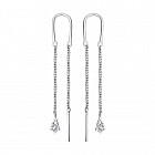 Серьги-цепочки из серебра с фианитами