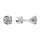 Серьги-пусеты из серебра с фианитами Swarovski