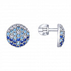 Серьги-пусеты из серебра с фианитами