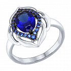 Кольцо из серебра с корундом и фианитами