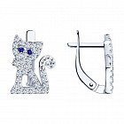 Серьги из серебра с синими фианитами