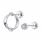 Серьги из серебра с фианитом