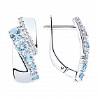 Серьги из серебра с топазами и фианитами