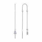 Серьги-цепочки из серебра с фианитами