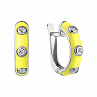 Серьги из серебра с фианитами и эмалью