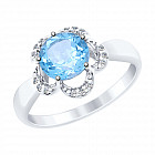 Кольцо из серебра с топазом и фианитами