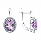 Серьги из серебра с аметистами и фианитами